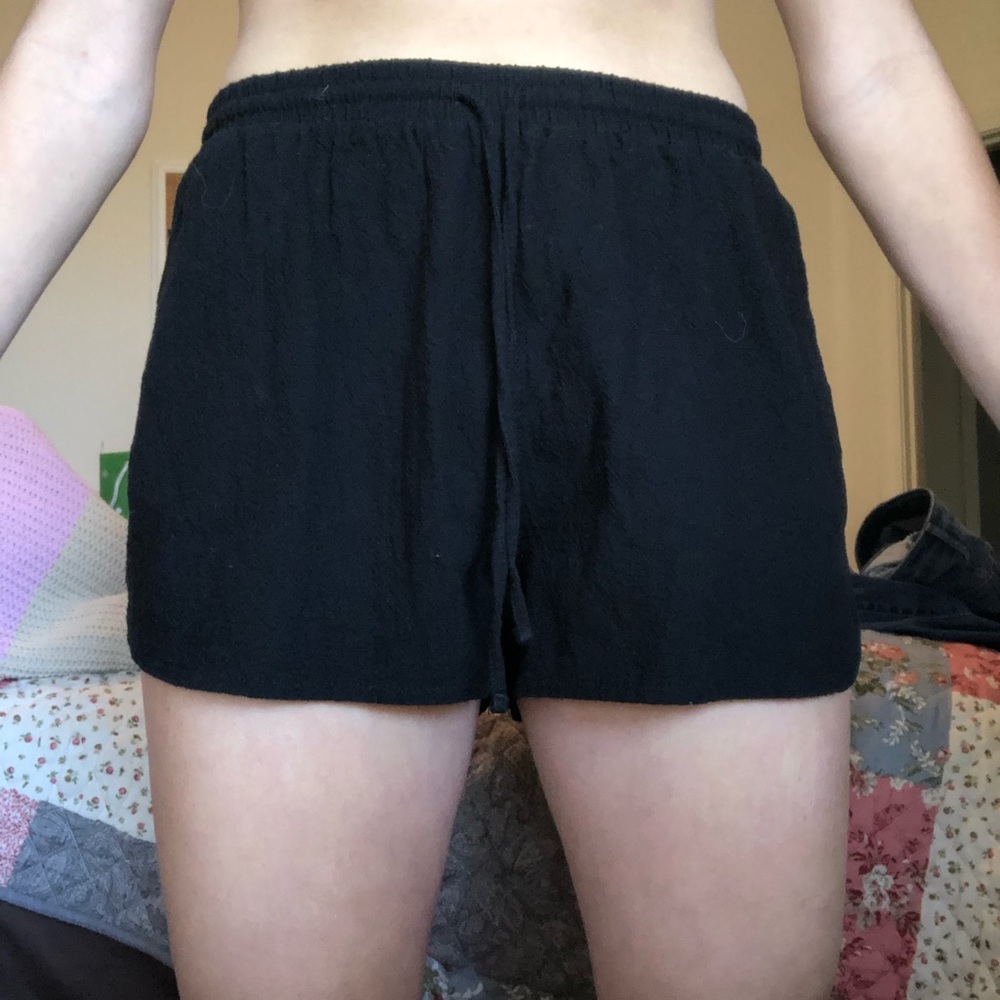 Black, loose, cloth shorts